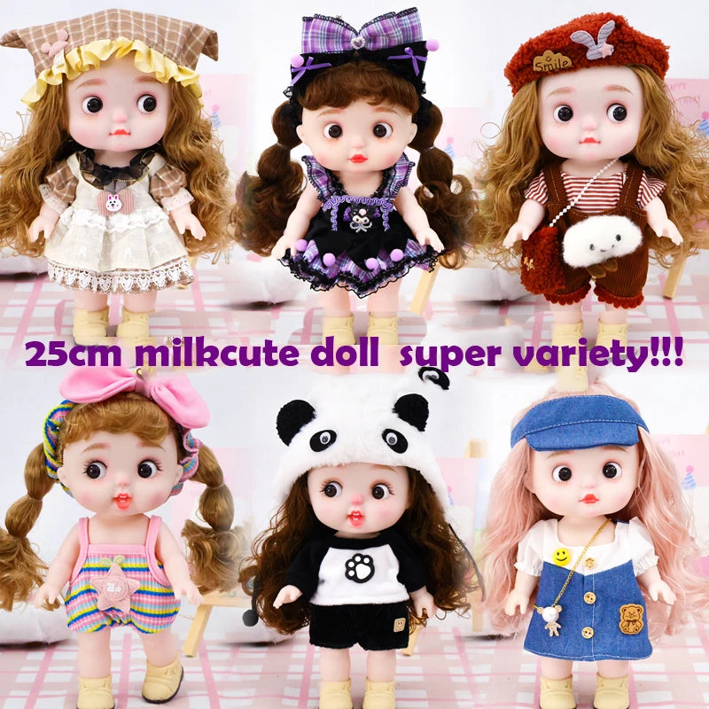 25cm Dolls Toys Girl Doll Big Head Cute Baby Festival Gift Reborn Kids Dolls For Girls Playing House Fat Child Replacement Set