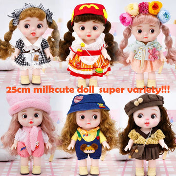 25cm Dolls Toys Girl Doll Big Head Cute Baby Festival Gift Reborn Kids Dolls For Girls Playing House Fat Child Replacement Set