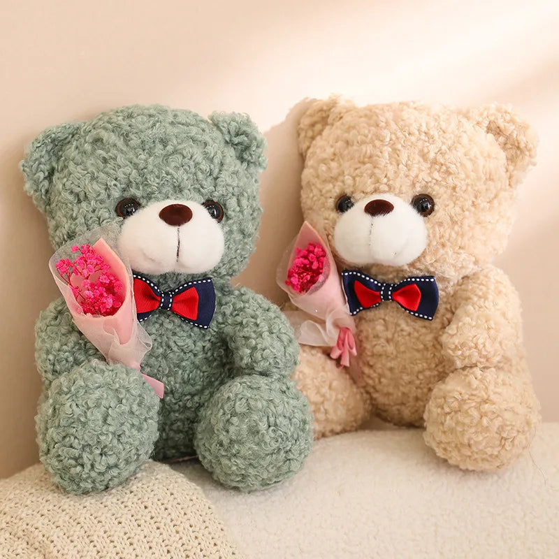 Teddy Bear Doll 25cm Kawaii Hug Bouquet Teddy Bear Plush Toy Stuffed Animal Bear Valentine Day Romantic Gift Graduation Gift